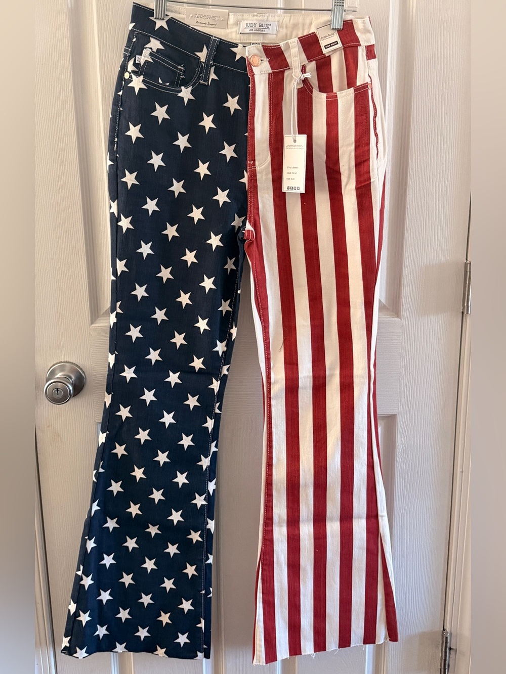 NWT Judy Blue Stars & Stripes Split Leg High Waist Flare Jeans
